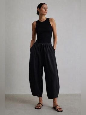 Jen Kahn Tokyo Linen Cropped Balloon Pants | Sculptural Barrel Leg | Minimalist